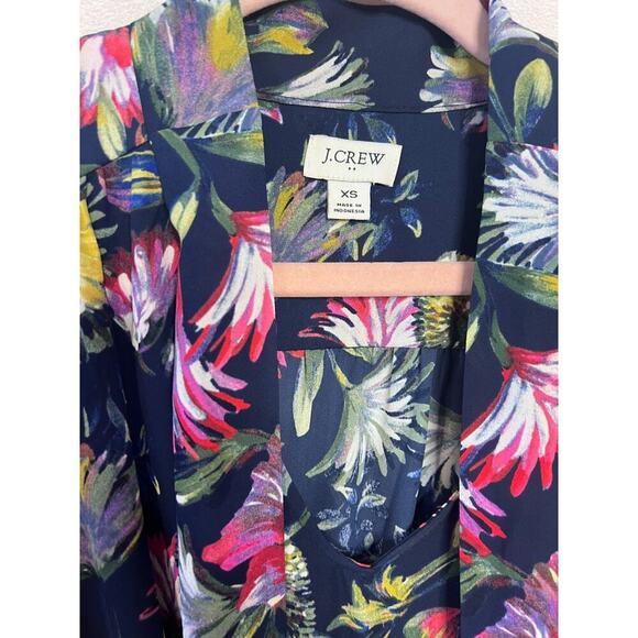 J. Crew Floral Long Sleeve Dress Size XS Navy With Mulit Color - Picture 4 of 5